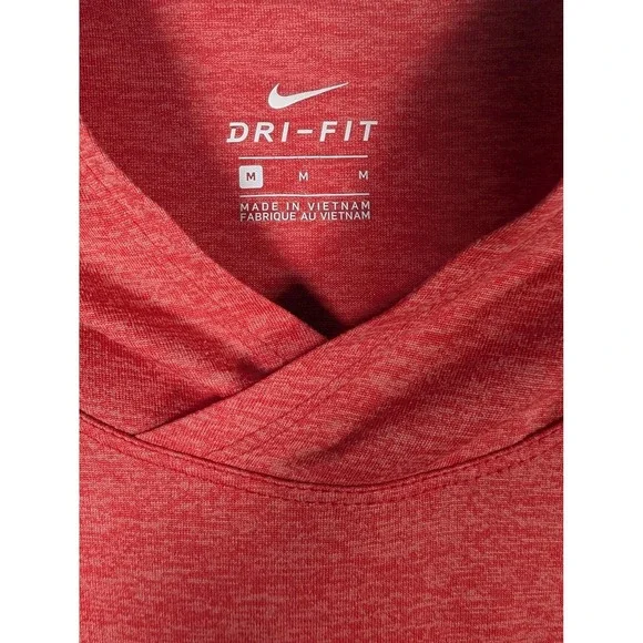 Nike Hoodie Womens Medium Red Dri-FIT Long Sleeve V-Neck Pullover Running - Picture 2 of 10
